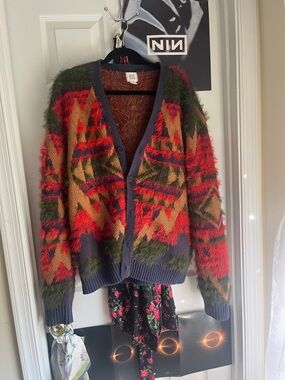Unisex 70s fuzzy cardigan